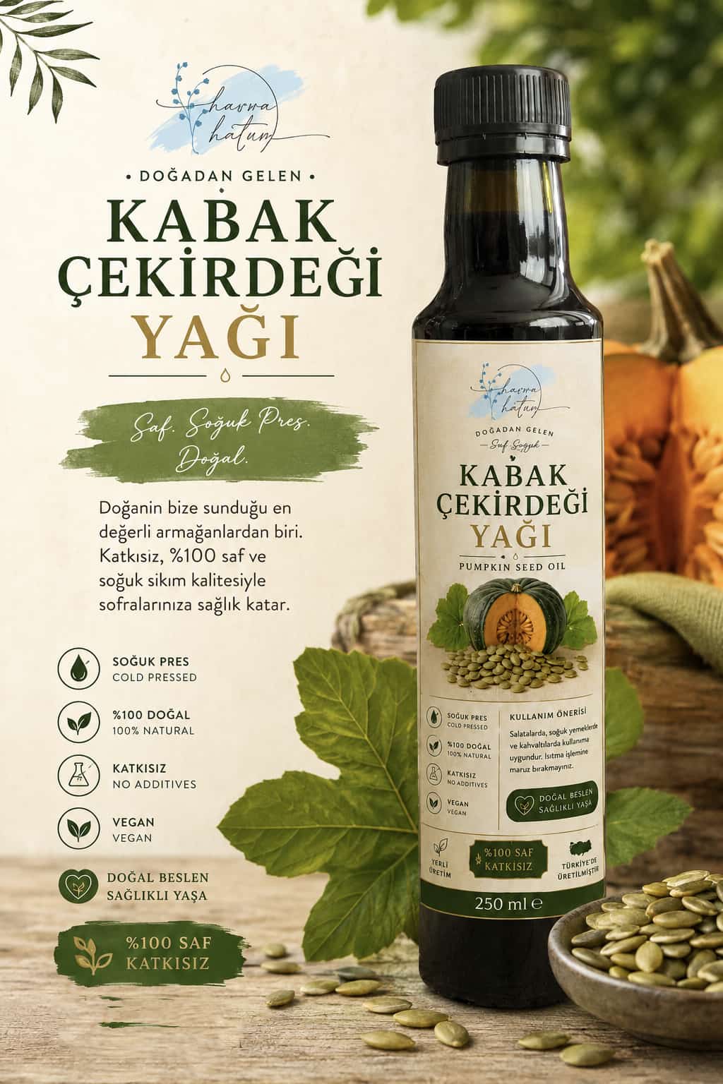 %100 Doğal Soğuk Sıkım Kabak Çekirdeği Yağı